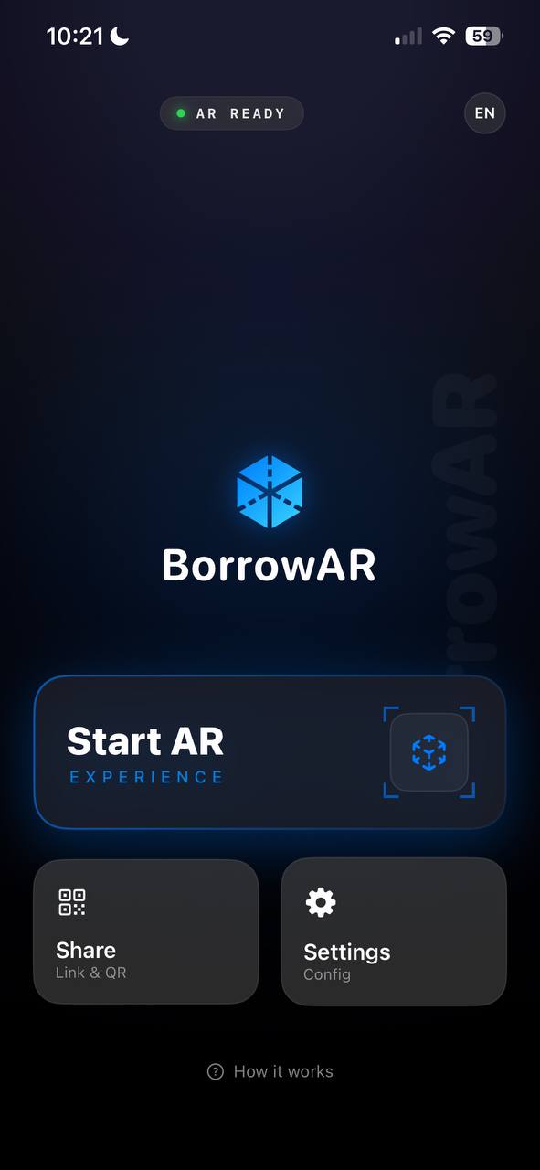 BorrowAR App Home