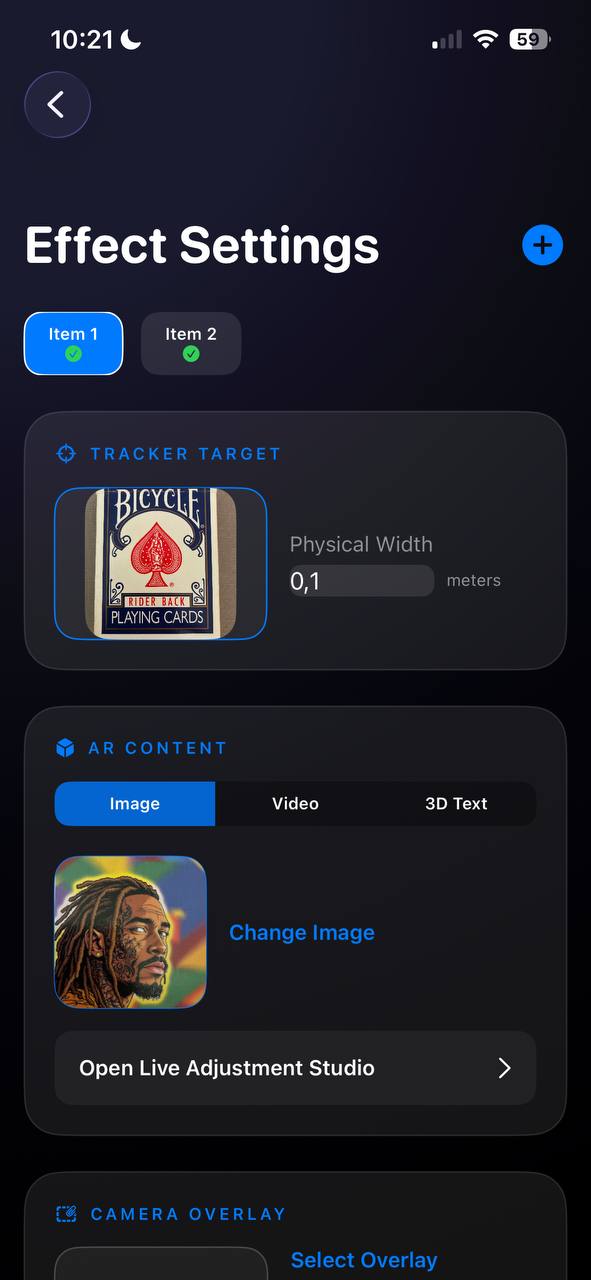 Settings screen